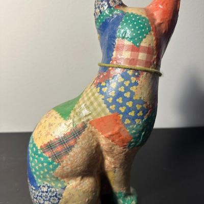 PATCHWORK QUILT DECOUPAGE CAT DOOR STOP