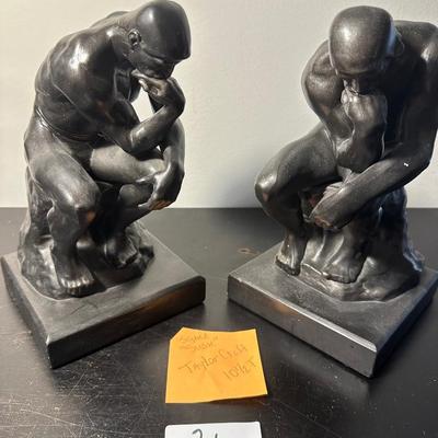VINTAGE TAYLOR CRAFT "THE THINKER" TALL BOOKEND PAIR