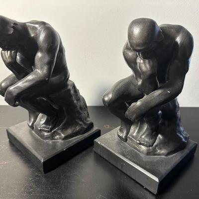 VINTAGE TAYLOR CRAFT "THE THINKER" TALL BOOKEND PAIR
