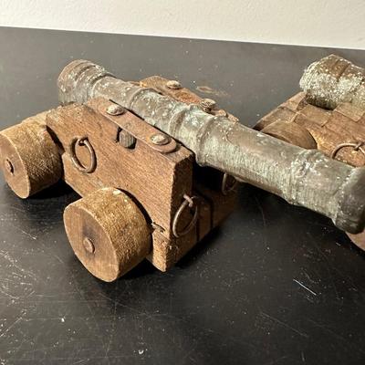 FOLK ART CANNON BOOK END PAIR