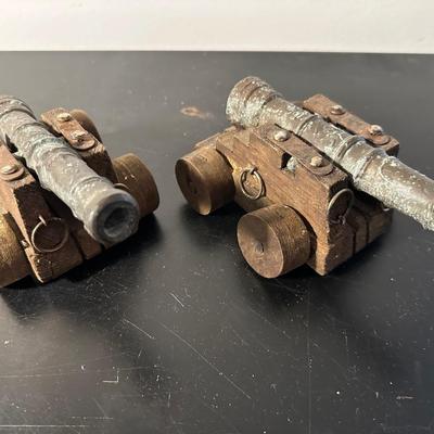FOLK ART CANNON BOOK END PAIR