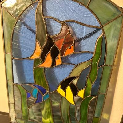 FAUX STAINED GLASS WINDOW HANGING LOT