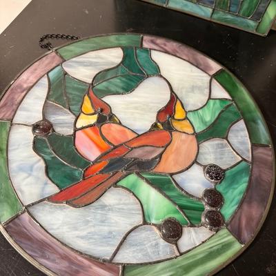FAUX STAINED GLASS WINDOW HANGING LOT