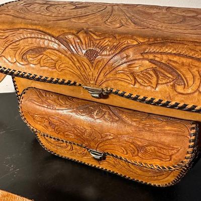 HAND TOOLED LEATHER CAMERA BAG