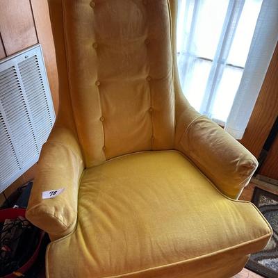 YELLOW GOLD VELVET TUFFTED BACK CHAIR