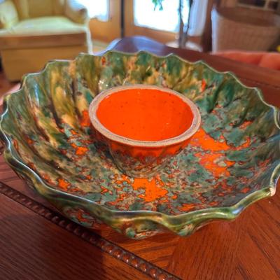 VINTAGE CALIFORNIA POTTERY CHIP & DIP SET