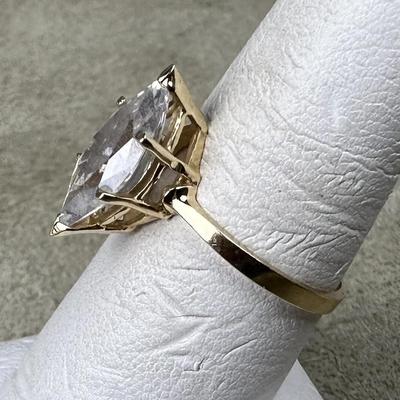 14K GOLD RING LAB CREATED DIAMOND RING SIZE 7.75 SIGNED S14KS