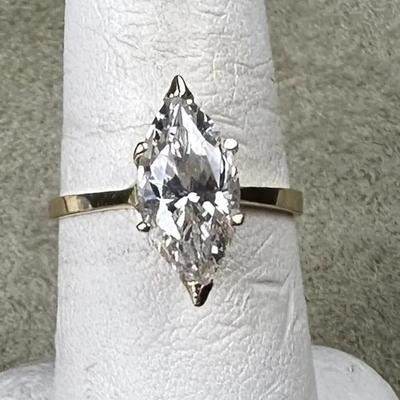 14K GOLD RING LAB CREATED DIAMOND RING SIZE 7.75 SIGNED S14KS