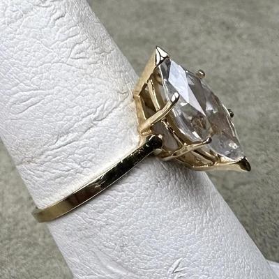 14K GOLD RING LAB CREATED DIAMOND RING SIZE 7.75 SIGNED S14KS