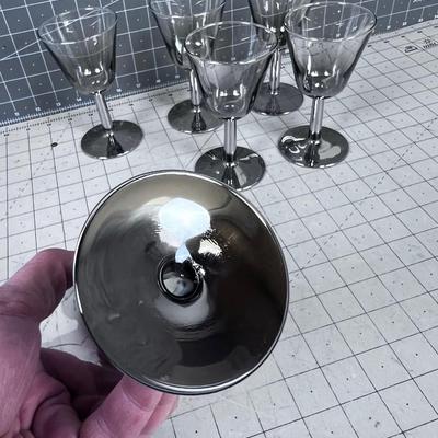  mcm barware SILVER STEM CORDIAL GLASSES FRANCE 