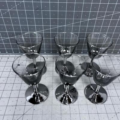  mcm barware SILVER STEM CORDIAL GLASSES FRANCE 