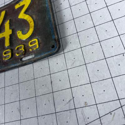 1939 IDAHO License Plate 