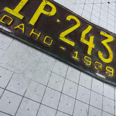 1939 IDAHO License Plate 