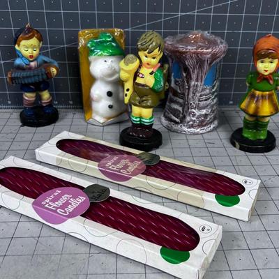 Vintage Candle LOT Figural Hummel Inspired and Tappers 