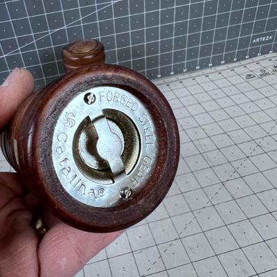 Vintage 1950's Salt And Pepper Mill, Copper & Walnut 