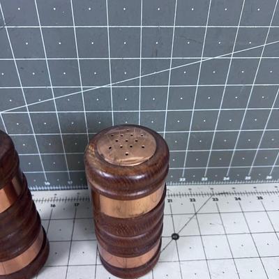 Vintage 1950's Salt And Pepper Mill, Copper & Walnut 