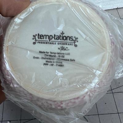 TEMPTATIONS Old World Lilac Color CROCK BOWLS (4) 