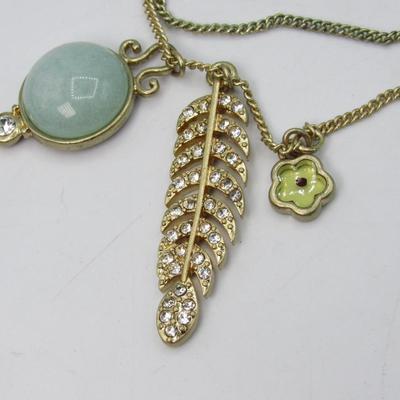 Premier Designs Feather And Amazonite Pendant Necklace