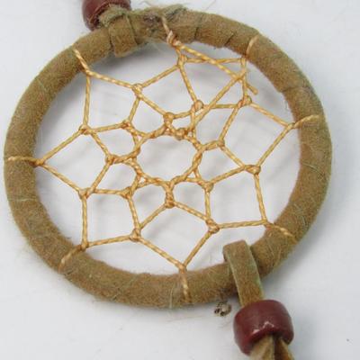 Mini Dreamcatcher leather thread bead keychain
