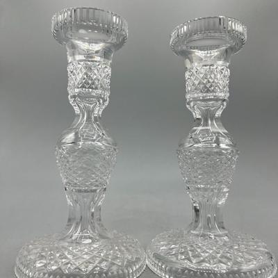 Pair of Vintage Crystal Glass Home Decor Candle Stick Holders