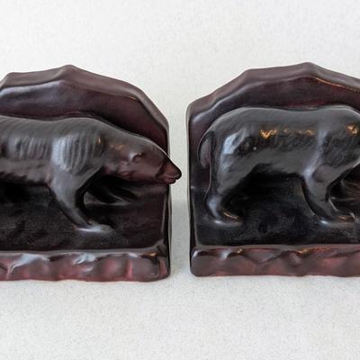 1920's Van Briggle Pottery Bear Bookends