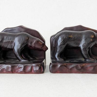 1920's Van Briggle Pottery Bear Bookends