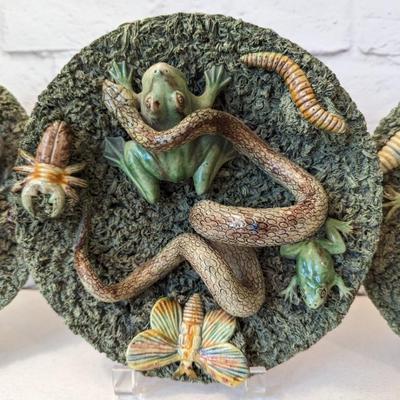 1930s José A. Cunha Majolica Palissy Plate Collection - Set of 3