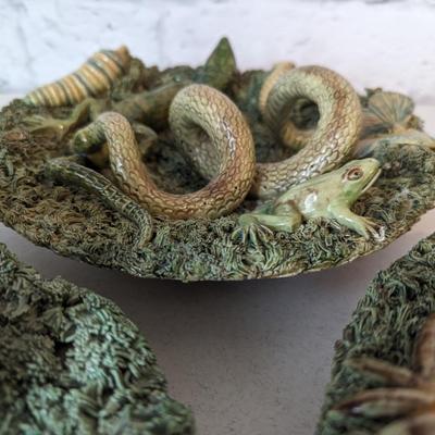 1930s José A. Cunha Majolica Palissy Plate Collection - Set of 3