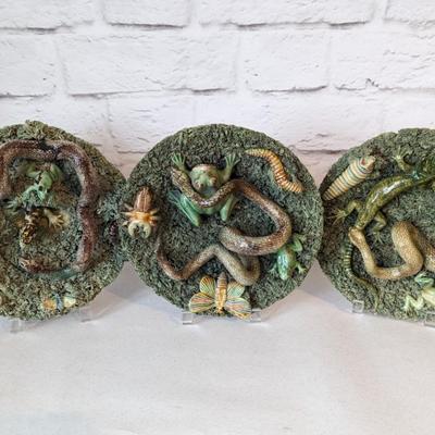 1930s José A. Cunha Majolica Palissy Plate Collection - Set of 3