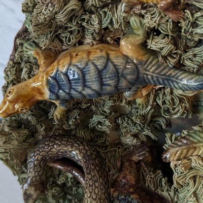 Antique 19th Century Majolica Palissy Plate by Manuel Mafra