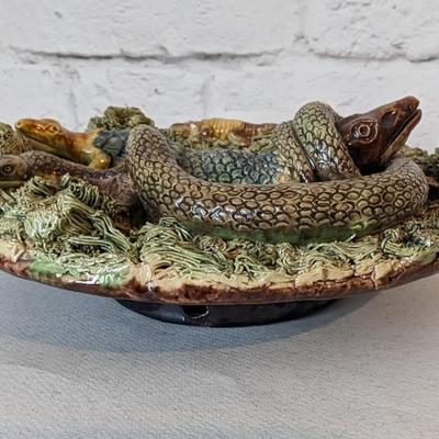 Antique 19th Century Majolica Palissy Plate by Manuel Mafra