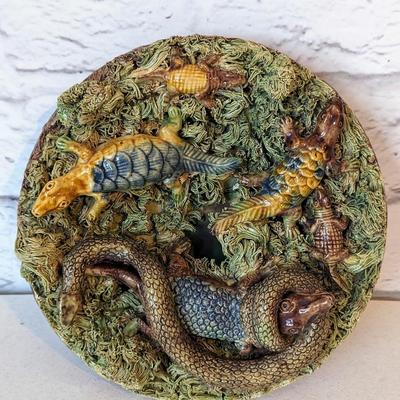 Antique 19th Century Majolica Palissy Plate by Manuel Mafra