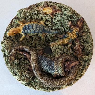 Antique 19th Century Majolica Palissy Plate by Manuel Mafra