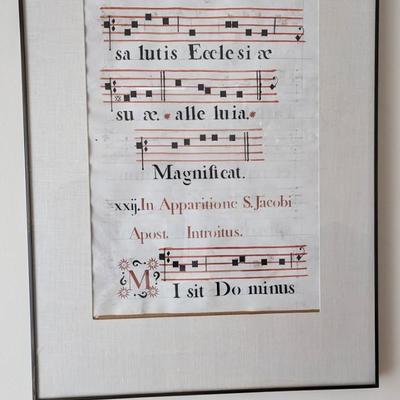 Antique Latin Antiphonal Vellum Framed Music Art Collection