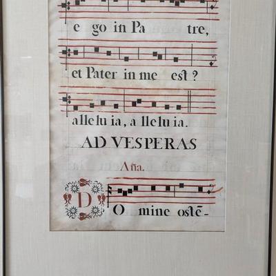 Antique Latin Antiphonal Vellum Framed Music Art Collection