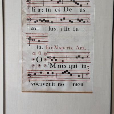 Antique Latin Antiphonal Vellum Framed Music Art Collection