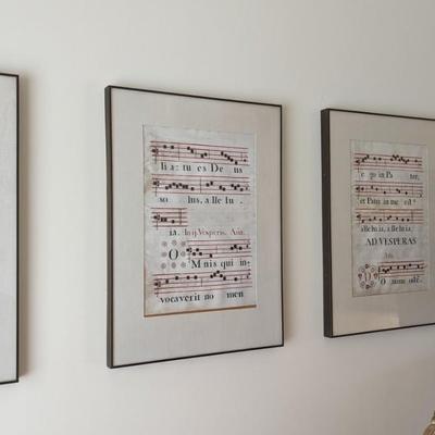 Antique Latin Antiphonal Vellum Framed Music Art Collection