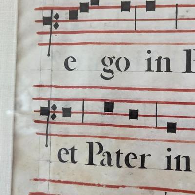 Antique Latin Antiphonal Vellum Framed Music Art Collection