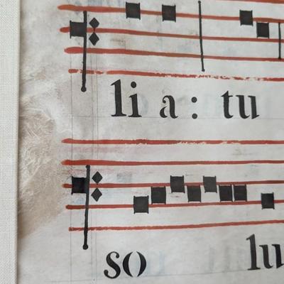 Antique Latin Antiphonal Vellum Framed Music Art Collection