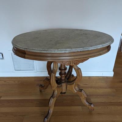 Antique Eastlake Marble Top Victorian Era Parlor Table