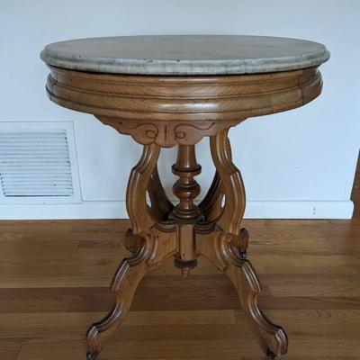 Antique Eastlake Marble Top Victorian Era Parlor Table