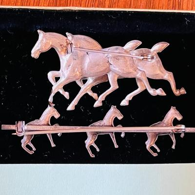 Sterling silver horse brooches