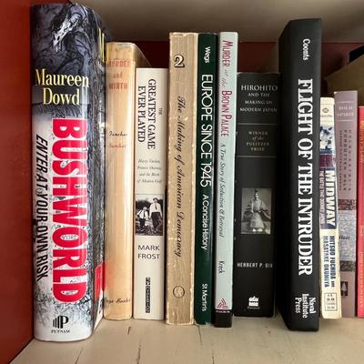 Shelf of books & brochurs