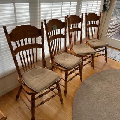 Set of 4 Oak Pressed back chairs