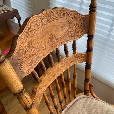 Set of 4 Oak Pressed back chairs