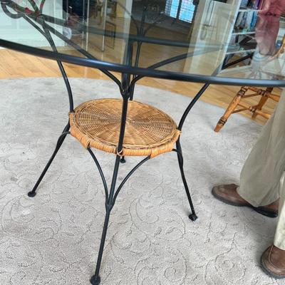 Glass top wrought iron table