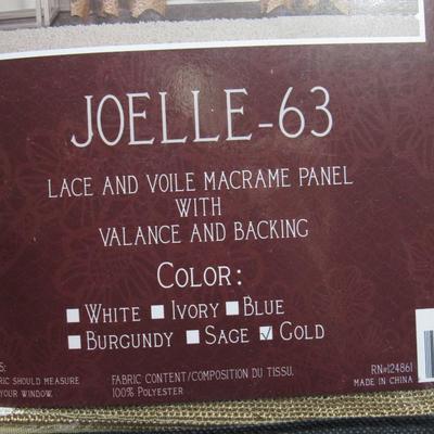 Pair of Joelle-63 Gold Lace & Voile Marame Panel with Valance and Backing