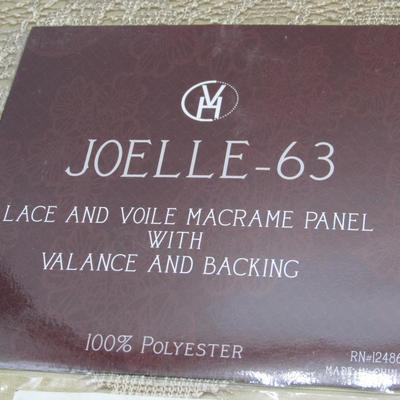 Pair of Joelle-63 Gold Lace & Voile Marame Panel with Valance and Backing