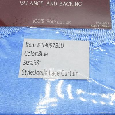 Pair of Joelle-63 Blue Lace & Voile Marame Panel with Valance and Backing