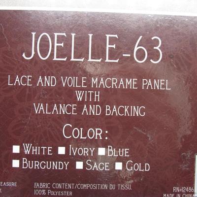Pair of Joelle-63 Blue Lace & Voile Marame Panel with Valance and Backing
